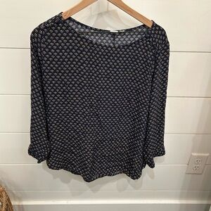 GAP Dark Blue and Cream Patterned Blouse